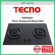 Tecno 75cm 2 Burner (New Color) Schott Tempered Glass Cooker Hob Stove T22TGSV