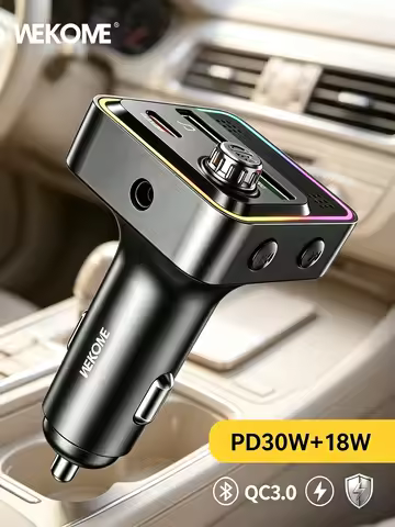 WEKOME 48W QC3.0 Bluetooth Car MP3 Player with Fast Charging FM Transmitter USB Playback Hands Free