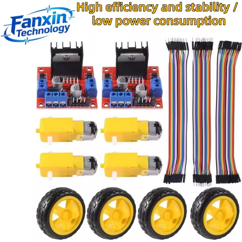 DIY L298N moudle , motors , wheels, Dupont Line , L298N + motors + wheels +3 kinds of DuPont lines w