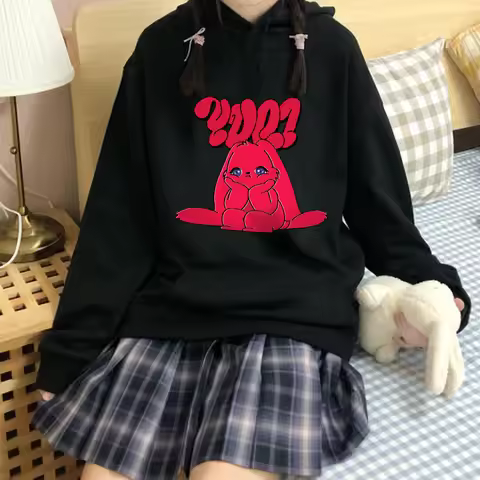 GIDLE YUQI Album YUQ1 Hoodie Funny Cute Rabbit Graphic Sweatshirt Kpop (G)I-DLE Clothes Women Men St