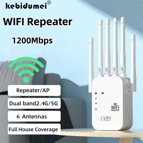 1200Mbps Dual Band WiFi Repeater Wireless WIFI Extender WiFi Booster 2.4G 5G Network Amplifier 360° 