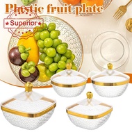 Plastic Square Fruit Plate With Lid Living Room Transparent Fruit Plate 8 Colors Z7