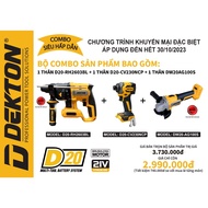 Combo of 3 body screwdriver, angle grinder, 3-function concrete drill using dewalt battery from DEKT