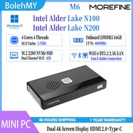 MOREFINE M6 MINI PC Intel N100 N200 LPDDR5 16GB 4800MHz 2*M.2 2280 NVME SSD 2.5G LAN 4K Office PC