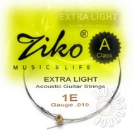 Tali Gitar Kapok Ziko DAG-010-1E, 2B, 3G Single Acoustic Guitar String Extra Light Gauge, Loose String