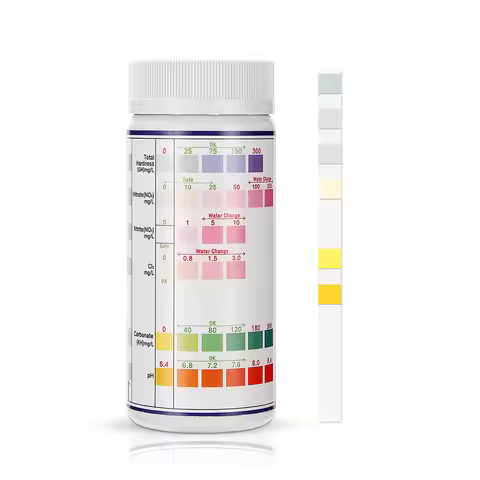 6-In-1 Water Quality Test Strips Fish Tank Ammonia Nitrogen Nitrite Test PH Hardness Multi-Function 