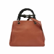 Gucci Miss Bamboo 牛皮 純色 字母 Logo 竹節 手柄 斜背包 單肩包
