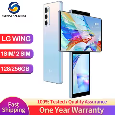 Original LG WING 5G CellPhone LMF100N LMF100VM 6.8'' 8GB RAM 128GB/256GB ROM 4G LTE Mobile Phone Oct