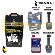 ENGINE PROTECTION PACK-AISIN 15W40 SEMI SYNTHETIC ENGINE OIL 6L / LONG LIFE COOLANT/ ENGINE FLUSH/ ENGINE TREATMENT