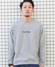 [ 憨虎試衣間 ] 全新，日單，COEN，男女可穿! (灰色)搭黑色字母印花毛圈綿長袖T，S號，60%綿