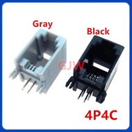 50pcs RJ11 4P4C Female PCB Mount Modular Plug/Jack Network Connector 4P Grey 4P4C Black