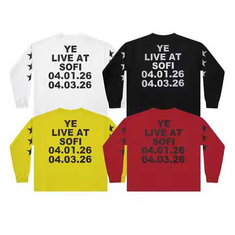 Kanye West YZY Los Angeles Bully Merch LS-03 YE LIVE Five-Pointed Star Women Men Long Sleeve Tops T 