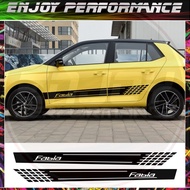 2PCS Car Door Stickers For Skoda Fabia 1 2 3 MK1 MK2 MK3 6y Tuning Auto Accessories Long Side Stripe