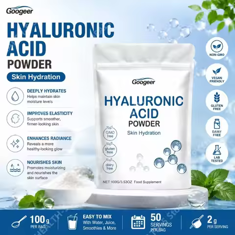 Googeer Hyaluronic Acid Powder for Skin Hydration and Deep Moisturizing, GMO Free Gluten Free Daily 