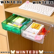 WINTE3U Table Shelf Storage Box, Transparent Multifunction Undertable Drawer, Durable Space-saving L