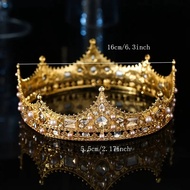 European Retro Palace Queen Baroque Black Bridal Round Whole Circle Crown Photo Studio Head Jewelry 