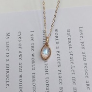 彩色月光石吊墜 月光石項鍊 六月禮物誕生石月光項鏈墜14KGF