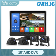 GWHJG 10.1 "4CH AHD 1080P กล้องช่วยมองหลังของรถยนต์ MP5 DVR สำหรับรถบรรทุก/รถบัส/รถตู้จอมอนิเตอร์ดูการจอดรถถอยเข้าการมองเห็นได้ในเวลากลางคืน Starlight HD