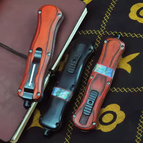 BM3300 INFIDEL Series OTF Tech Knife D2 Blade Outdoor Camping Knife Wood+ Stell Handle Tactical Surv