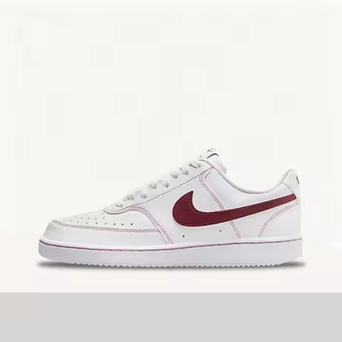 Nike Court Vision Low Women's White-Red Retro Fashion Trendy Casual Non-Slip Low-Top Sneakers IO9552