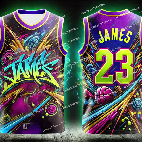 2025 USA Graffiti Street Basketball Jersey James No. 23 Basketball Jersey Fan Special Jersey Kit Adu
