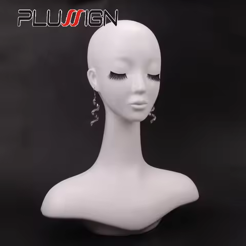 Mannequin Head With Shoulders White Make Up Mannequin Head With Ear Holes Wig Model Head For Wigs & 