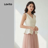 Lovito Atasan Wanita Musim Bunga Panas Bergaya Elegan dengan Tali Belakang L143ED565