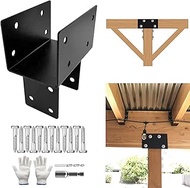 3-Way Pergola Brackets,Heavy Duty Tee Post Cap Tie Woodwork DIY Brackets for 4x4 4x6(Actual:3.5x3.5/