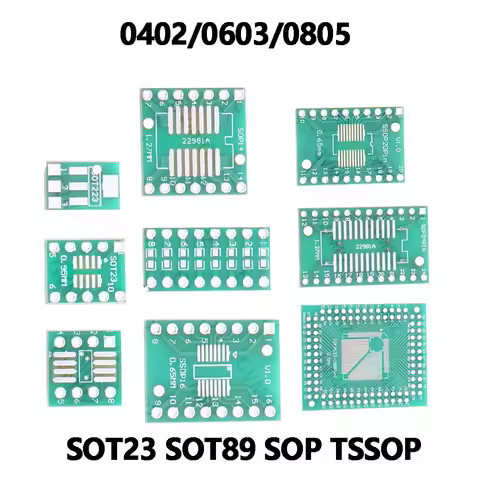 0402/0603/0805 SMD to DIP PCB Adapter Board Kit for 0402/0603/0805 SOT23 SOT89 SOP TSSOP QFP IC Conv