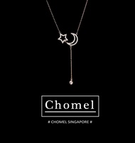 Chomel Silver Star Moon Necklace Sparkling Diamond Birthdays Gifts Women Fashion Jewelry Fresh out O