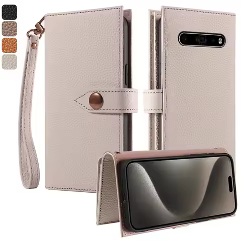 100% Real leather multifunctional card slot wallet Cover For LG V60 V50 V50S ThinQ 5G Flip Magnetic 