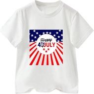 IFOTIME Toddler Boys 4th of July Text Print T Shirts American Flag Shirt Kids Independence Day Patriotic (White #2, 4-5 Years)