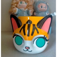 Three-Dimensional 3D Orange Cat Shaped Ceramic Mug Green Big-Eyed Cat Creative Water Cup Deskt