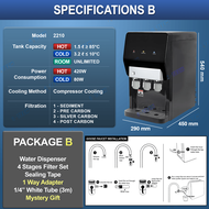 I-TECH Hot Normal Cold Tabletop Water Dispenser Purifier 2210 - Compressor Cooling - 4 Antibacterial