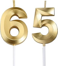 Gold 65th & 56th Birthday Candles,Gold Number 65 56 Cake Topper for Birthday Decorations Party Decor