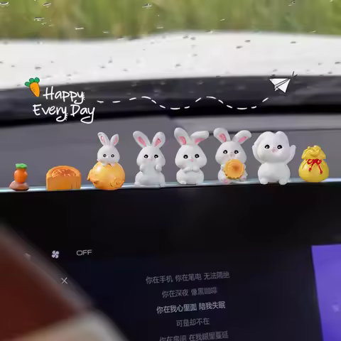 2026 Mid-Autumn Miniature Ornaments Zodiac Cartoon Rabbit DIY Car Decoration Spring Festival Office 
