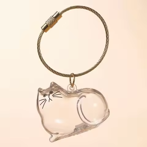 Keychain for bags Pendant Cat Hair Storage Keychain Box Backpack Cat Bag Pet Cat Hair Keychain Cute