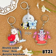 GANTUNGAN Bt21 bts kpop clear keychain 2 sides 6cm acrylic chimmy tata rj mang cooky shooky koya van
