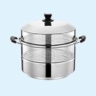 201 Stainless Steel Steamer/Soup Pot 2-Layer Household with Steamer 30-40cm Thickened Suitable for Gas Stove/Induction Cooker Suitable for 4-10 People