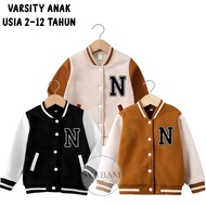 Jaket Varsity Anak Inisial N Laki Laki Perempuan Umur 2 3 4 5 6 7 8 9 10 11 12 Tahun Jaket Baseball 