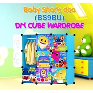 Babyshark 9 cube Rack DIY Multipurpose Wardrobe Cabinet Clothes Storage Organizer Almari Rak Dropshi