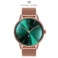 August Berg Serenity Classic Greenhill Watch with Rosegold Mesh Strap