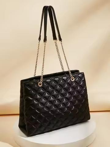 FOXER Women Fashion Quilted Shoulder Bag Female Classic Underarm Bag Vintage Lady Simple Tote Bags C