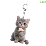 Blala Cute Cartoon Judo Kittens Pendant Keychain Unique Dressed Cats 2D Flat Acrylic Hanging Charm B