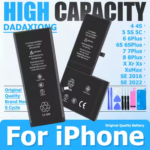 New 2026 Zero-cycle High-quality Battery For IPhone 4 4S 5 5S 6 6S 7 8 Plus X XS XR XSMax SE1 SE2 6S