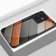 Case For VIVO Y22 Y22s Shockproof Glass Shell Wooden Phone Phone Case