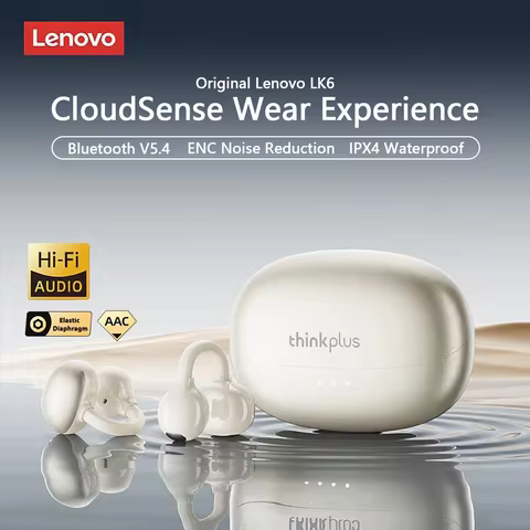Lenovo LK6 Over Ear Wireless Bluetooth 5.4 Headphones Sound Quality Noise Reduction Ear Clip Earphon