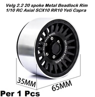 Velg 2.2 20 spoke Metal Beadlock Rim 1/10 RC Axial SCX10 RR10 Yeti 