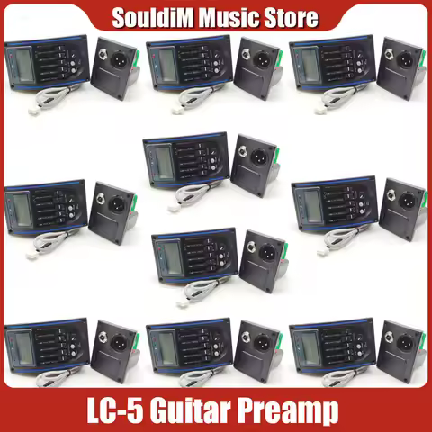 10Pcs 5 Bands LC-5 LC-4 Guitar Pickup for Acoustic Guitarra Preamp EQ Equalizer with Digital Tuner G