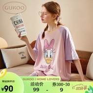 果壳（Gukoo）迪士尼睡衣女家居服套装夏季短袖宽松卡通睡衣 黛西印花套装 M